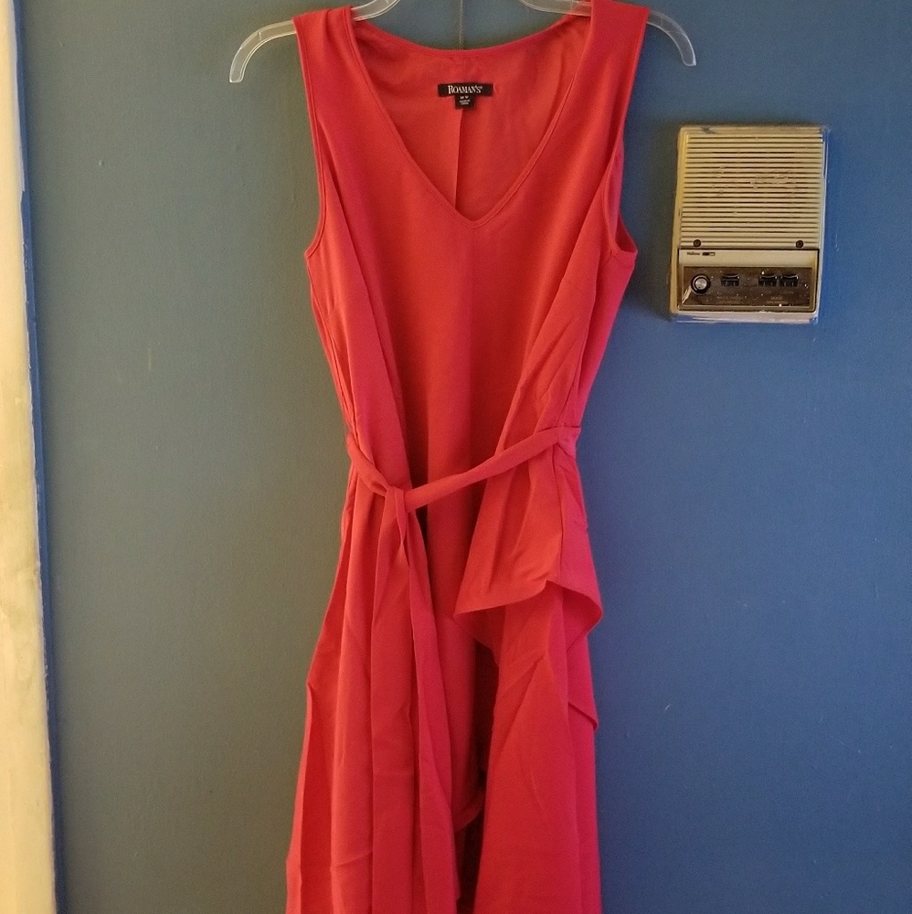 Red draped dress